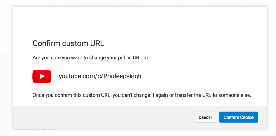 Confirm Choice for Custom YouTube URL