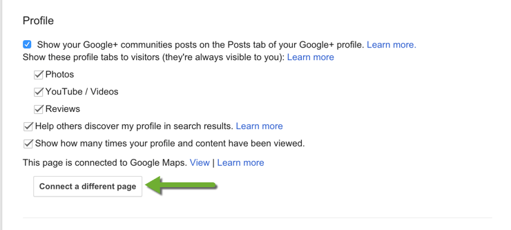 Connect to Different Google Plus Page