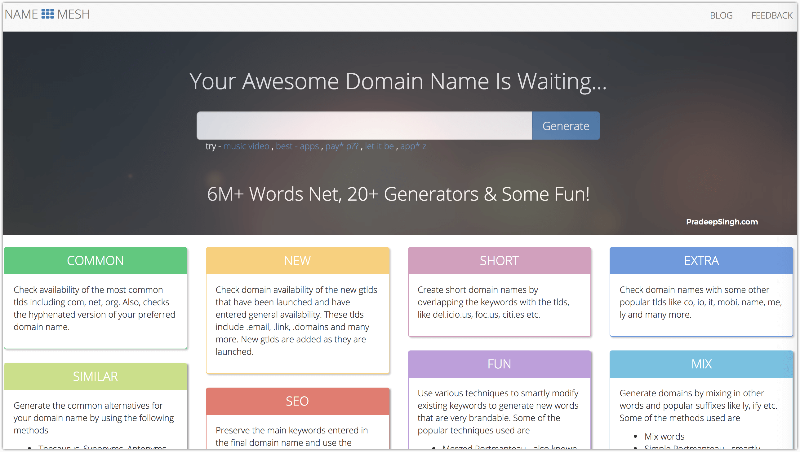 NameMesh Domain Name Generator