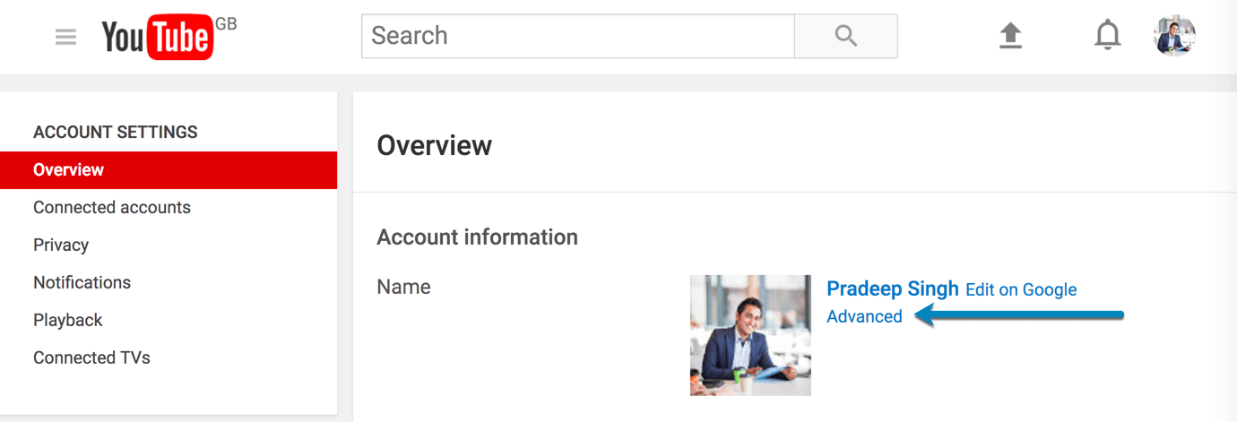 Overview and Advanced Section of YouTube Profile