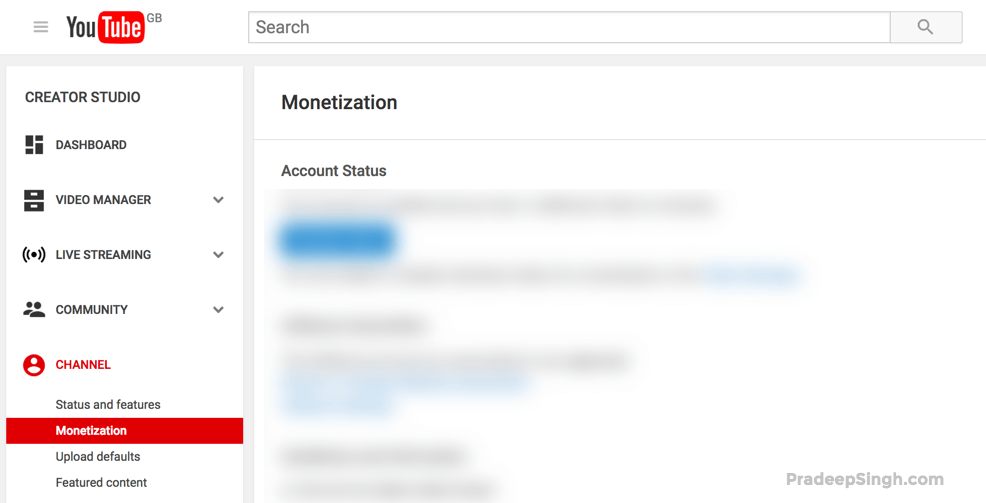 YouTube Monetization Application Status